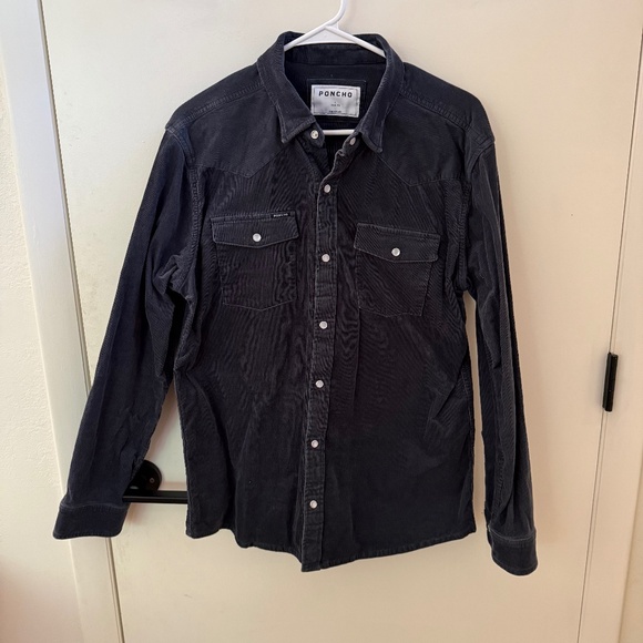Poncho Barton Springs Corduroy Snap Shirt Large Slim - Picture 1 of 2